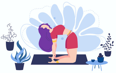 Girl at greenhouse or home garden with plants growing in pots. Relaxed young woman enjoying rest. Girl meditates.