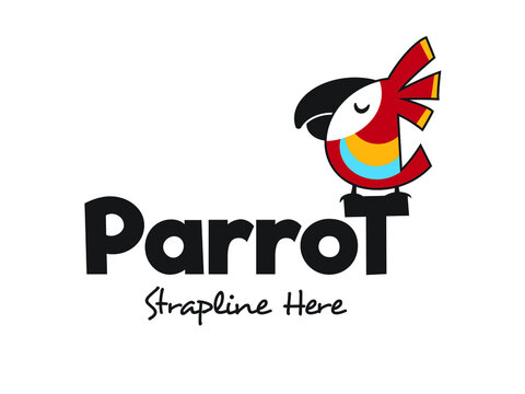Fun bird, parrot logo design. Vector.