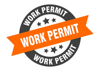 Fototapeta premium work permit sign. round ribbon sticker. isolated tag