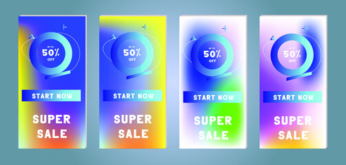 Set of mobile sale banners. Discount and sale banners. Template for online shopping and mobile website, posters flyer, designs, ads, coupons, social media banners