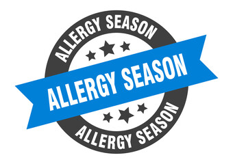 allergy season sign. round ribbon sticker. isolated tag