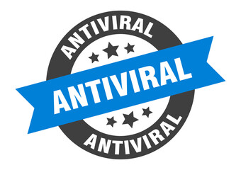 antiviral sign. round ribbon sticker. isolated tag