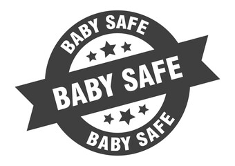baby safe sign. round ribbon sticker. isolated tag