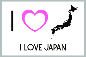 I love Japan. Vector map silhouette