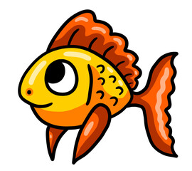 Cute Stylized Happy Little Goldfish