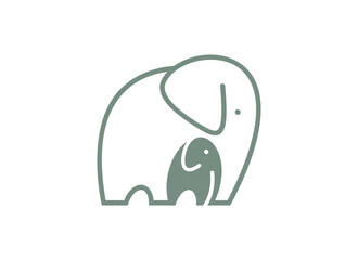 Elephant and baby logo, emblem or symbol