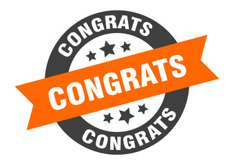 Fototapeta premium congrats sign. round ribbon sticker. isolated tag