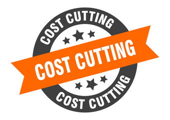 cost cutting sign. round ribbon sticker. isolated tag