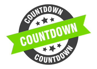 countdown sign. round ribbon sticker. isolated tag