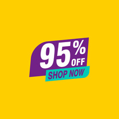 95 discount, Sales Vector badges for Labels, , Stickers, Banners, Tags, Web Stickers, New offer. Discount origami sign banner