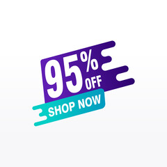 95 discount, Sales Vector badges for Labels, , Stickers, Banners, Tags, Web Stickers, New offer. Discount origami sign banner
