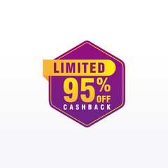 95 discount, Sales Vector badges for Labels, , Stickers, Banners, Tags, Web Stickers, New offer. Discount origami sign banner
