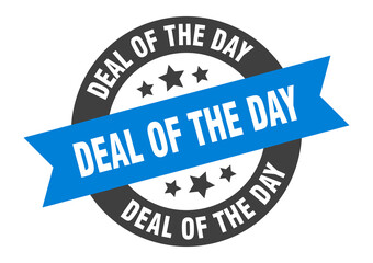 deal of the day sign. round ribbon sticker. isolated tag
