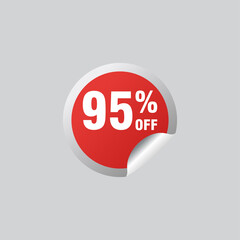 95 discount, Sales Vector badges for Labels, , Stickers, Banners, Tags, Web Stickers, New offer. Discount origami sign banner