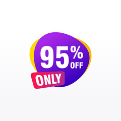 95 discount, Sales Vector badges for Labels, , Stickers, Banners, Tags, Web Stickers, New offer. Discount origami sign banner