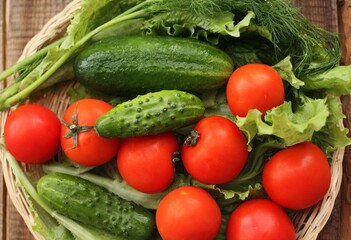 Cucumbers tomatoes and dill for salad macro 
