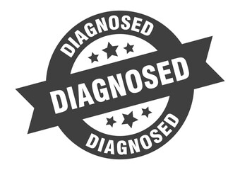 diagnosed sign. round ribbon sticker. isolated tag