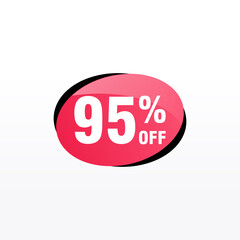 95 discount, Sales Vector badges for Labels, , Stickers, Banners, Tags, Web Stickers, New offer. Discount origami sign banner