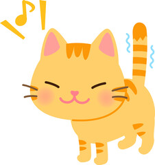 尻尾を立てたご機嫌なトラ猫