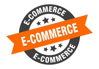 Fototapeta premium e-commerce sign. round ribbon sticker. isolated tag