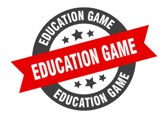 education game sign. round ribbon sticker. isolated tag