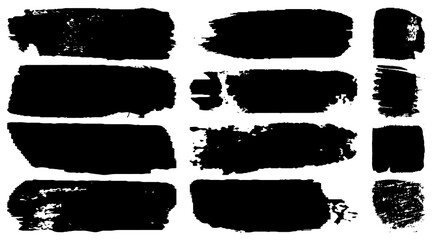 Obraz premium A collection of brush strokes with a dry brush. Black paint. Blots of ink