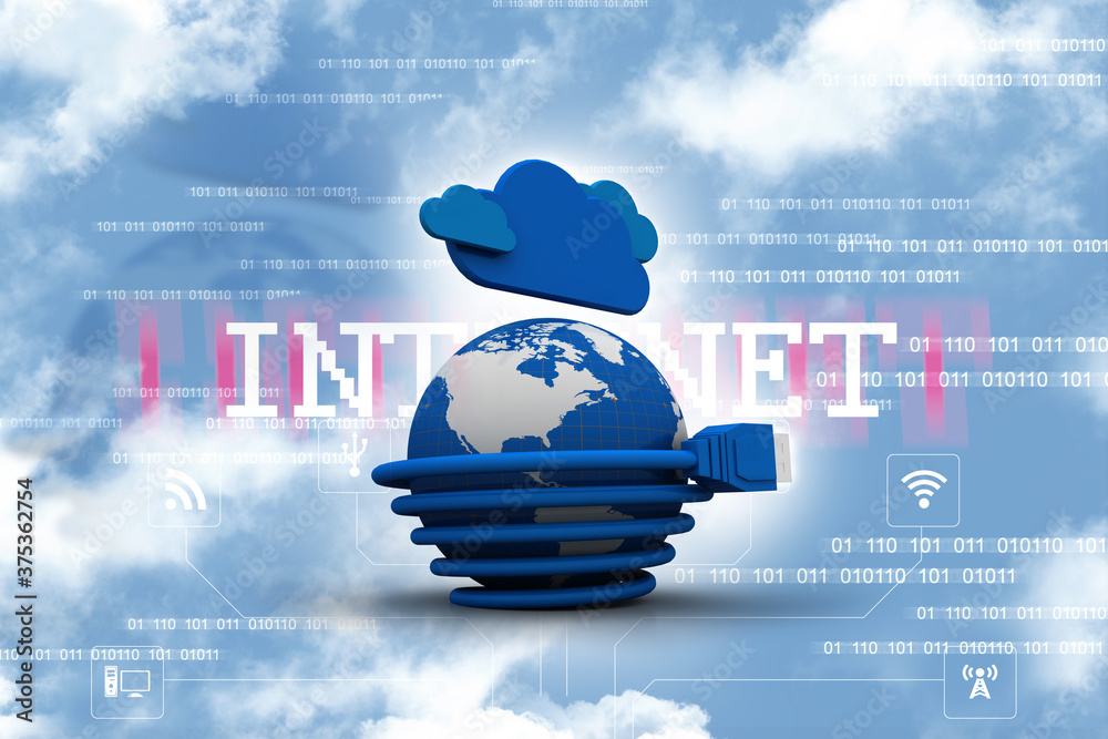 Poster 3d rendering network connection, internet communication and computer technology concept, closeup vie