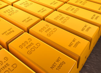 Stacks of gold bars