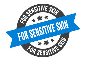 for sensitive skin sign. round ribbon sticker. isolated tag