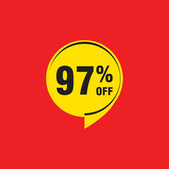 97 discount, Sales Vector badges for Labels, , Stickers, Banners, Tags, Web Stickers, New offer. Discount origami sign banner