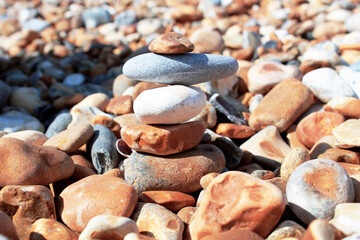 Pile of stones in the pebbles beach, Meditation and Zen