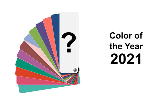 choice trend color of the year 2021 concept, fanned colour palette sample swatch book guide, stock vector illustration clip art template isolated on white background with copy space