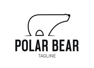 Polar bear logo in black and white. Vector illustration with text
