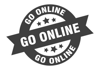 go online sign. round ribbon sticker. isolated tag