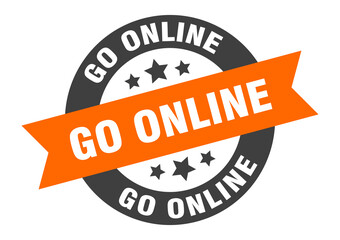 Fototapeta premium go online sign. round ribbon sticker. isolated tag