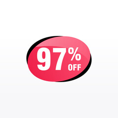 97 discount, Sales Vector badges for Labels, , Stickers, Banners, Tags, Web Stickers, New offer. Discount origami sign banner