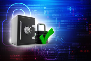 3d illustration Checkbox Tick secured