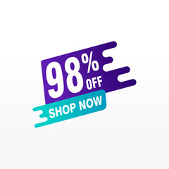 98 discount, Sales Vector badges for Labels, , Stickers, Banners, Tags, Web Stickers, New offer. Discount origami sign banner