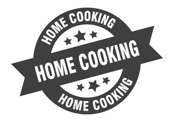 home cooking sign. round ribbon sticker. isolated tag
