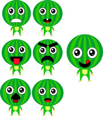 Vector illustration of cute green watermelon design