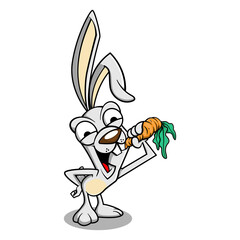 Funny Rabbit eat a carrot with vintage style Cartoon Vector