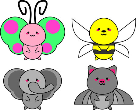Vector illustration of kawaii fat bodied insect