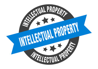 Fototapeta premium intellectual property sign. round ribbon sticker. isolated tag