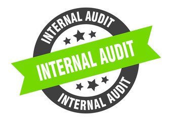 Obraz premium internal audit sign. round ribbon sticker. isolated tag