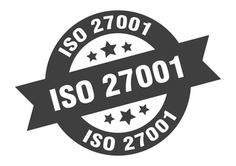 iso 27001 sign. round ribbon sticker. isolated tag