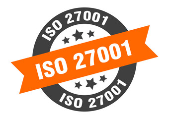 Fototapeta premium iso 27001 sign. round ribbon sticker. isolated tag
