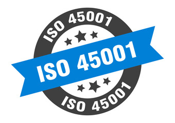iso 45001 sign. round ribbon sticker. isolated tag