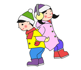 おしくらまんじゅうをする子供
