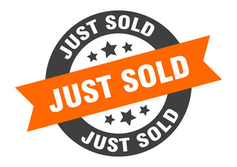 Fototapeta premium just sold sign. round ribbon sticker. isolated tag