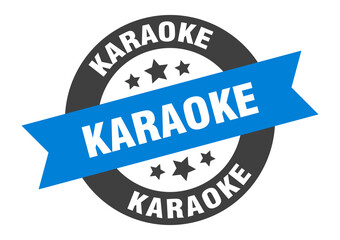 karaoke sign. round ribbon sticker. isolated tag
